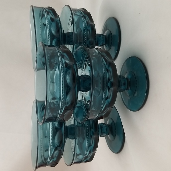 Indiana Colony Kings Crown Blue Sherbet Dishes - Picture 10 of 14